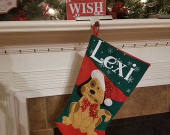 Personalized Christmas Stocking, Dog Stocking, Pet Stocking, Animal Stocking, ***Will ship in 24 hours*** Priority Shipping