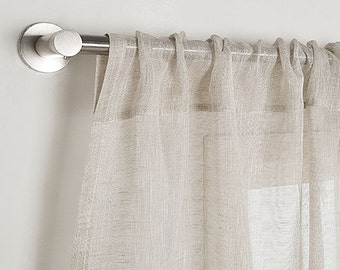 Linen Curtain-Sheer Linen Curtain-Linen Panel with Rod pocket ''(10cm)-Light Natural Flax Linen Panel -Width 67''(170cm)xCustom length