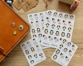 Cute Brunette Girls, Planner Stickers, TN, Filofax, Erin Condren - To do (Mini Icons)