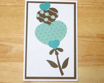 Heart Flower Card - Flower Card - Heart Card - Thinking of You Card - I Love You Card - Thank You Card - Any Occasion Card - Blank Inside