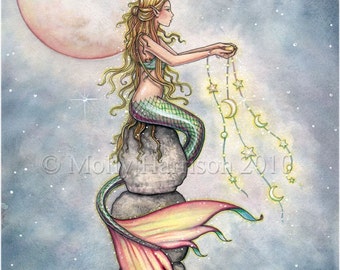Mermaid Fantasy Art Print by Molly Harrison 'Starfilled Sky' 9 x 12
