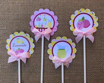 Pink lemonade cupcake toppers/ lemonade/ pink lemonade/ cupcake toppers