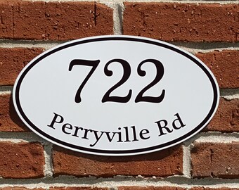 Customized Home Address Sign Aluminum Oval 12" x 7" Personalized House Number Plaque