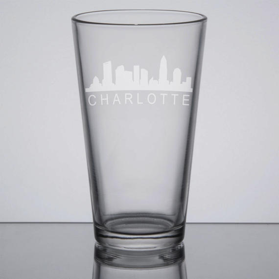 Charlotte Skyline Pint Glass North Carolina Pint Glass 16 oz