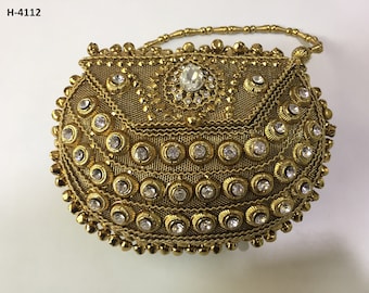 H4112 'Jewel' Gold, Silver and Black metal luxury clutch