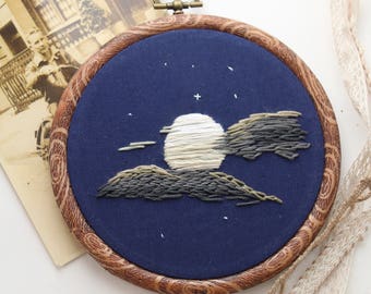 Moon embroidery | Etsy