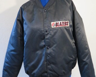 Vintage 90's Portland NBA Trailblazers Bomber Jacket Black, Vintage Blazers