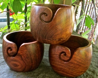 Teak or Mango Wood Yarn Bowl 4" X 3" for 4 oz Ball 'O Yarn SUPER FAST Shipping!