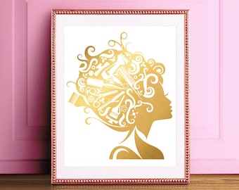 Hair Stylist Gift - Hair Dresser Gift - Hairdresser Gift - Hair Salon Decor - Hair Salon Wall Art - Hair Salon Art - Real Gold Foil Print