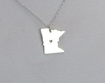 Minnesota State Necklace - Engraving Pendant - Sterling Silver Jewelry - Gold Jewelry - Rose Gold Jewelry - Personalized Jewelry - Gift