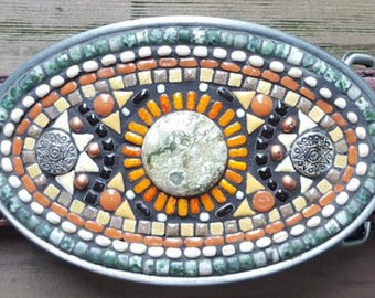 Oval Mosaic Belt Buckle
