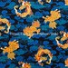 Japanese cotton fabric, blue dragon, fabric Asian black dragon fabric design fabric animals cotton fabric, dark blue fabric 50x50cm TU267