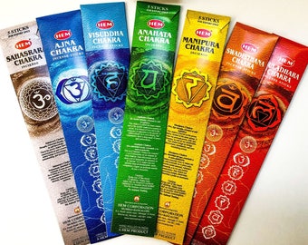 Chakra Incense - Seven Chakras Incense Sticks handmade for Chakra Balancing, Aromatherapy, Meditation, Air Purification by Hem