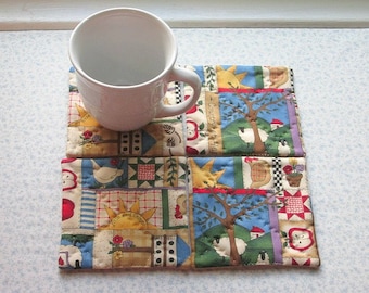 country quilting hand quilted set of mug rugs coasters