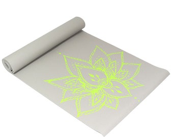 Sol Living Gray Lotus Yoga Mat, Premium Extra Thick Non-Slip Yoga Mat for Yoga, Meditation, Pilates 24 x 72 Inches FREE SHIPPING!