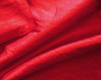 Red silk dupioni fabric-Cherry, 1/2 yard increments