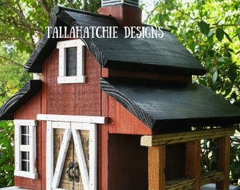barn birdhouse, birdhouse outdoor, wooden birdhouse, farm style birdhouse, red barn, birdhouses, rustic birdhouse, primitive birdhouse