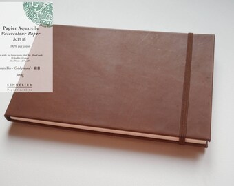 Handmade leather watercolor sketchbook/journal with sennelier cotton paper