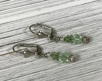 Green Swarovski Crystal Earrings