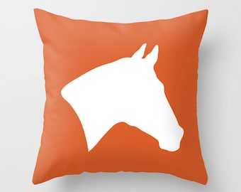 Horse Pillow Cover - Orange - Equestrian Rustic Decor - Accent Pillow - Decorative Pillow - Cabin Decor - includes insert