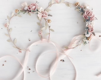 Blush flower crown, Mommy and me, Blush gold flower crown, Birthday crown, Blush child flower crown, Child crown, Maternity