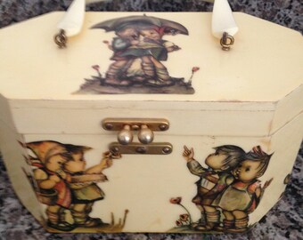 Annie Laurie Original Palm Beach Hand Made Decoupage Hummel Wooden Box Purse