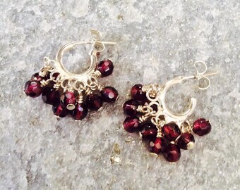 Garnet cluster earrings