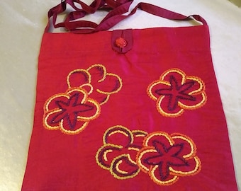 Hand Embroidered Silk Bag w/ Frog Closure