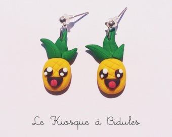 Boucles d'oreilles - Ananas en fimo