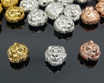 Solid Metal Lion Head Bracelet Necklace Connector Charm Beads Silver Gold Rose Gold Gunmetal