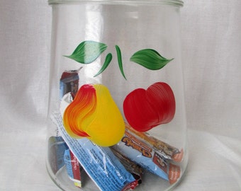 Bartlett Collins cookie jar mid-century hand painted GAY FAD 8 1/4" tall Glass Fruit Canister Gs6E-112