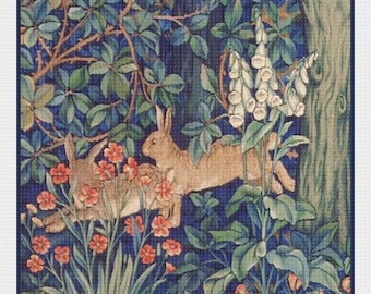 SPRING SALE DIGITAL Download William Morris's Forest Rabbits Counted Cross Stitch Chart