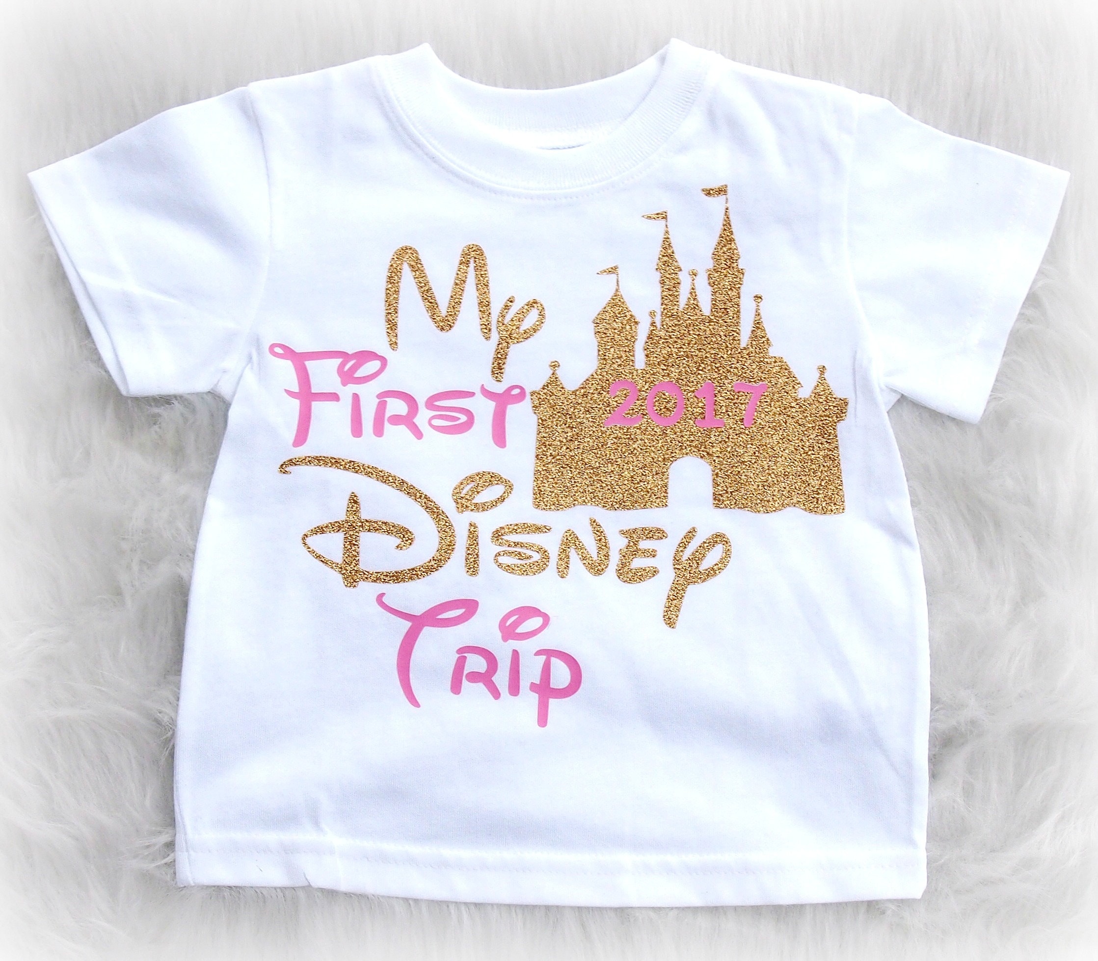My first disney trip shirt for girls pink and gold disney