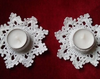 Two candle holders, crochet. To order.