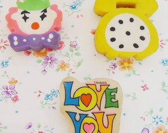 Five Cute 80s Erasers.