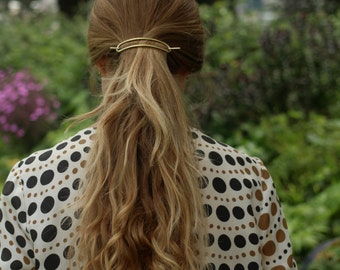 Minimalist brass hair slide pony tail holder large hair barrette rustic copper hair clip metal hair accessories updo hair barrette for her