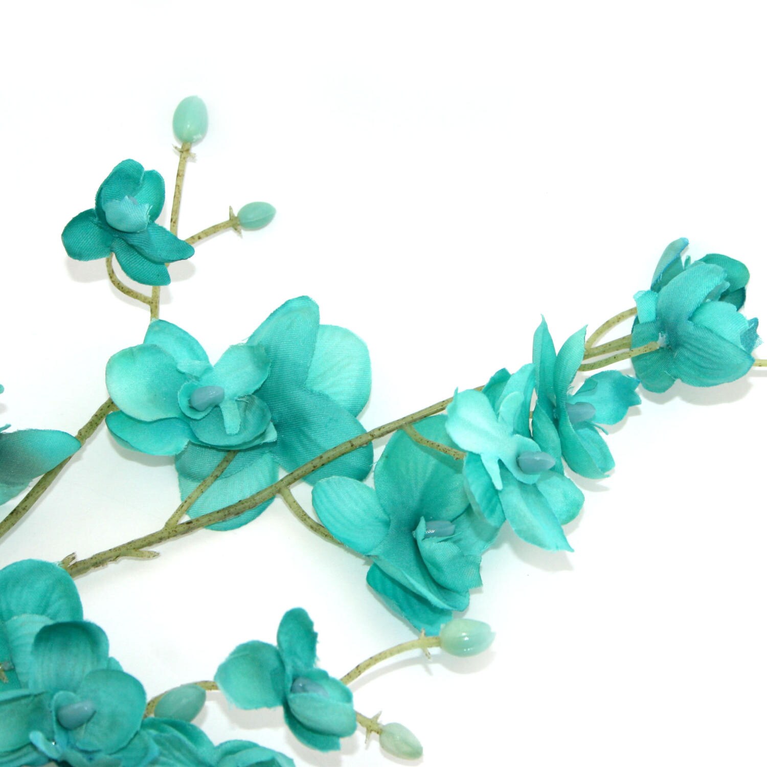 Teal or Turquoise Mini Phalaenopsis Orchid Branch - silk flowers ...