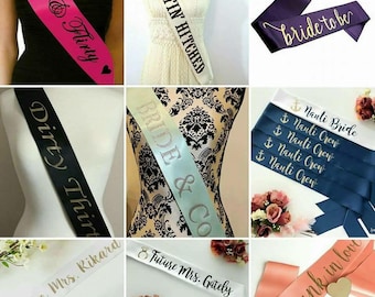 Bridal Sash, Custom Wedding Sash, Custom Bridal Sash, Custom Sash, Birthday Sash, Bridal Gift, Bride Gift, Bridal Party, Sashes