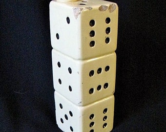 Vintage Yellowware Pottery Stacked Dice Vase