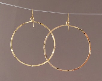 Gold Hammered Circle Hoop Earrings also in Silver