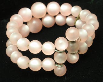 Pink Moonglow Double Row Bracelet Vintage