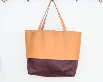 Large Tote Bag Leather Gold and Metalic Black