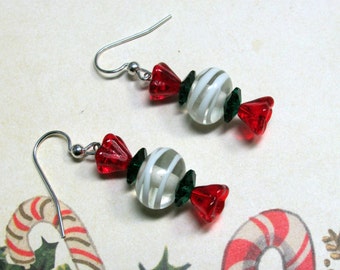Christmas Candy Earrings, Candy Earrings, Red Earrings, Christmas Earrings, Holiday Earrings, Christmas Jewelry, Holiday Jewelry, Dangle