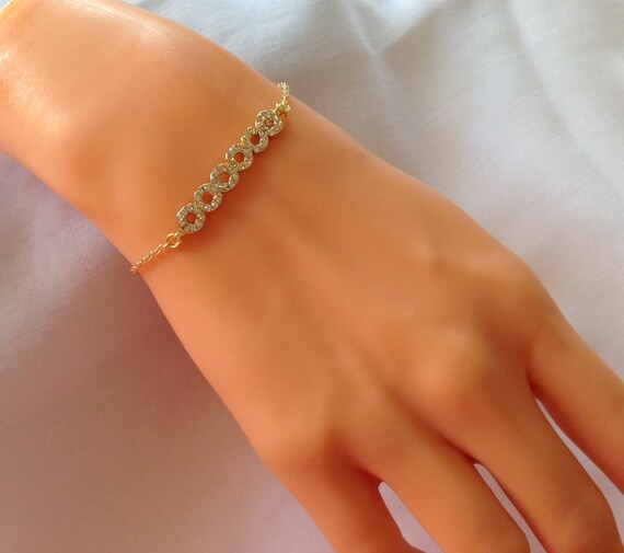 Gold Plated Delicate Bracelet Rhinestone Gold JewelryGold