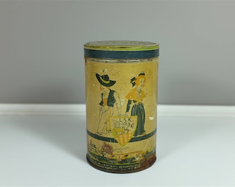 Vintage Elesca tin box, made in France - Vintage flour canister by Elesca from the 30' - Retro flour tin L.S.K C.S.Ki.