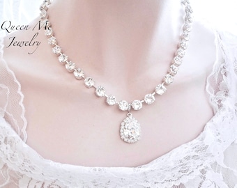 Crystal wedding necklace Swarovski crystal necklace Brides necklace Statement necklace For a bride, Wedding Bridal necklace Jewelry SOPHIA