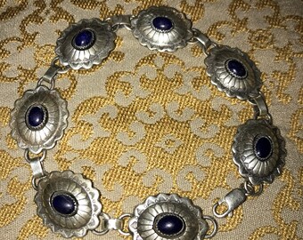 Concho Dark Lapis Sterling Silver Bracelet