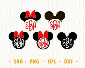 Mouse monogram SVG eps dxf Bow mouse ears Mouse ears monogram svg Mouse ears svg Cutting file