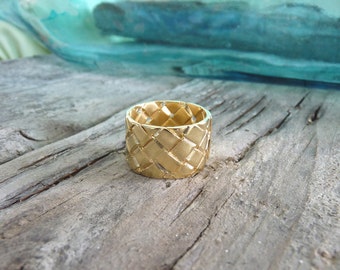 18k Gold Ring - Handmade Ring - Warp and Woof - Gold Plated Ring | Handcrafted Jewelry