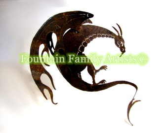 Dragon Garden Art Sculpture from Rusty Recycled Metal Eco Friendly